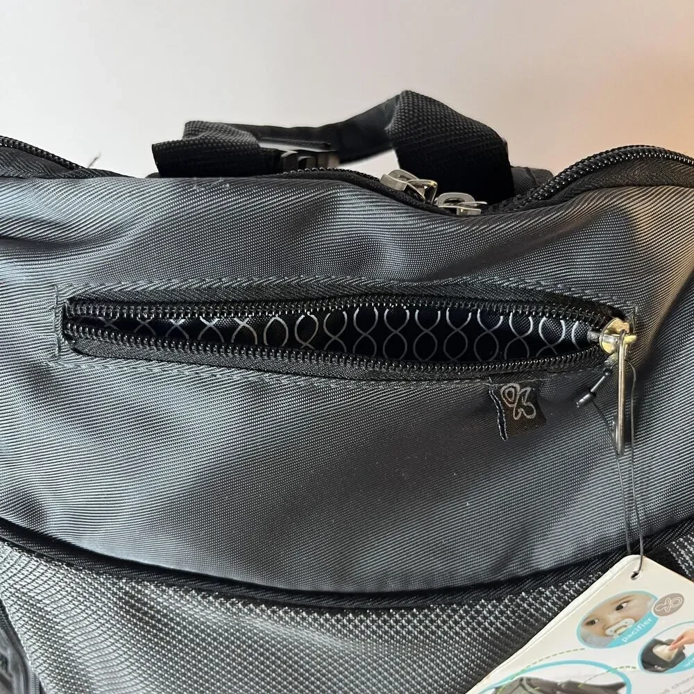 Fisher Price Deluxe Baby Sporty Dark Gray Diaper Bag Backpack Fast Finder New